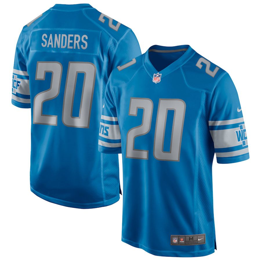 Men Detroit Lions 20 Barry Sanders Nike Blue Game Retired Player NFL Jersey